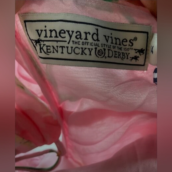 Stunning Vineyard Vines Kentucky Derby Dress In Foral Pink And Green - Picture 3 of 9